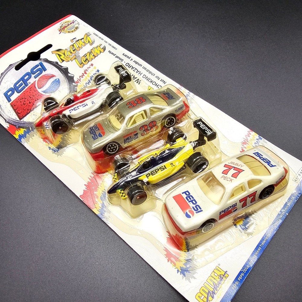Pepsi Racing Team Die Cast Metal‎ 4 Car Set Golden Wheel Collectible